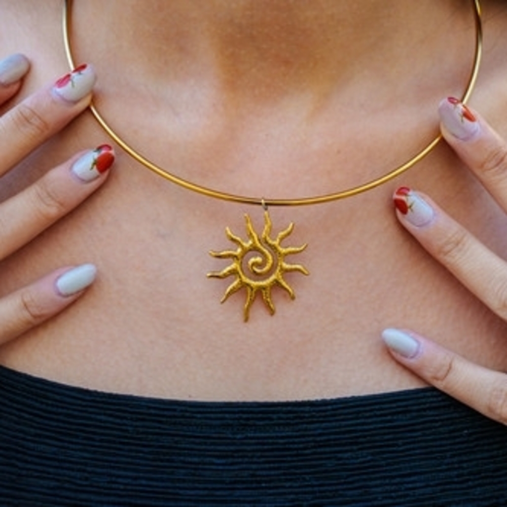 Gold Sun Pendant Necklace